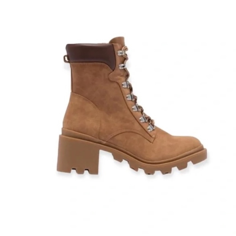 Classic Tan Hgh Heeled Combat Boots: Report ’s Savanna Lug Heeled Lace Up 9.5